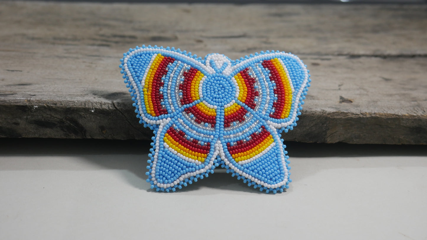 Sky-Blue Butterfly Beaded Hair Clips Native American Handmade Beaded Hair Baw Beaded Barrette