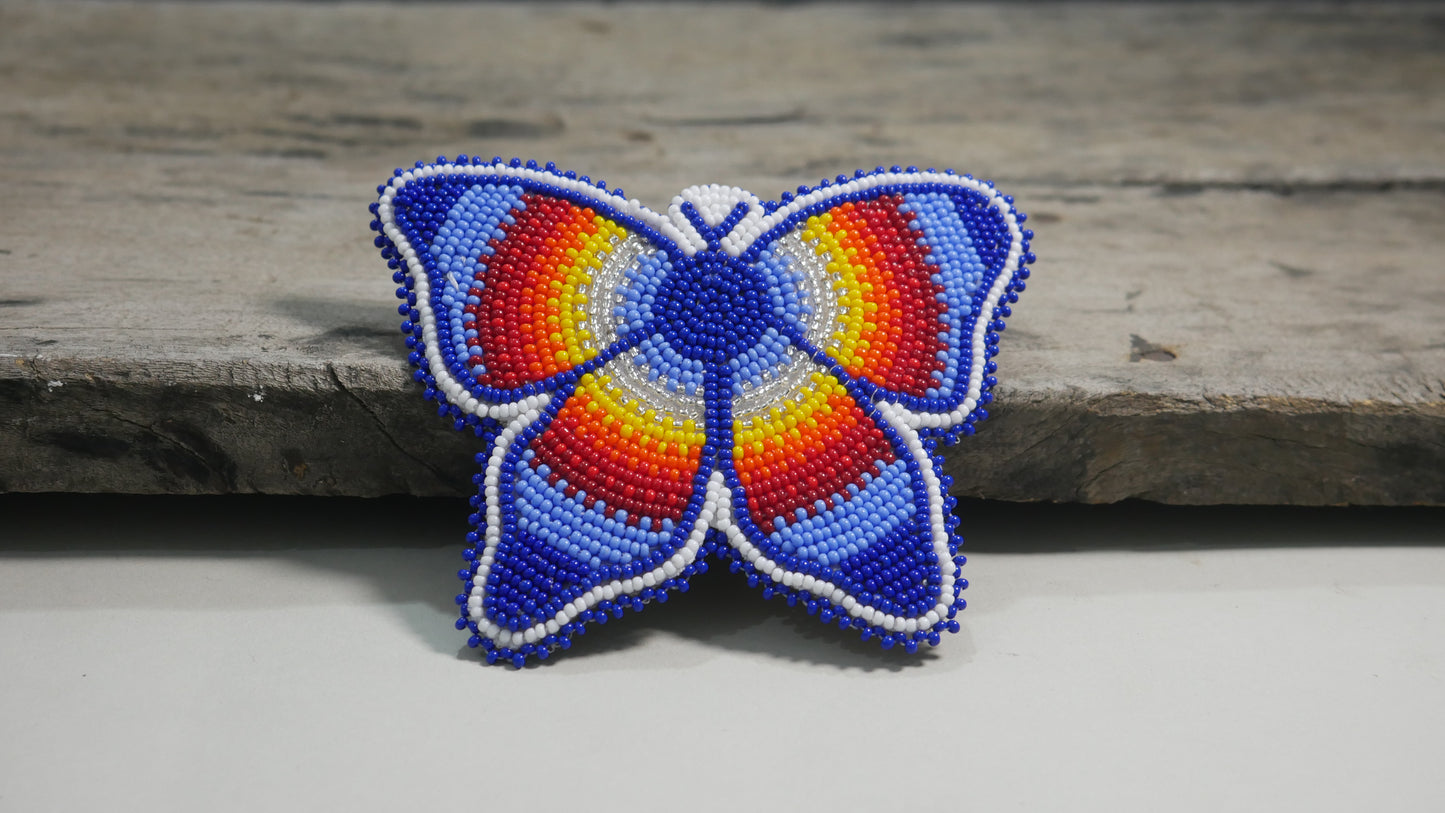 Blue Butterfly Beaded Hair Clips Native American Handmade Beaded Hair Baw Beaded Barrette