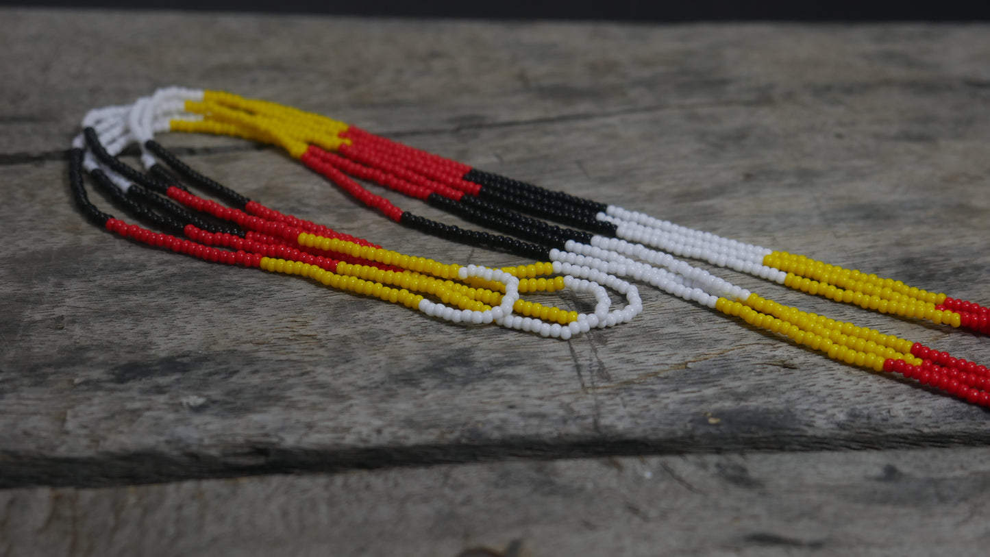 Multi-color Native American 4 Direction Beaded Medallion Necklace ( Handmade )
