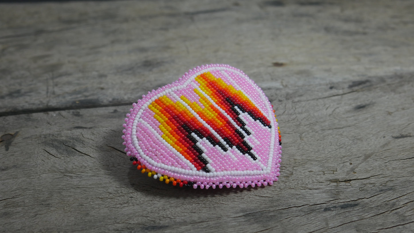 Pink Heart Beaded Hair Clips Native American Handmade Beaded Hair Baw Beaded Barrette