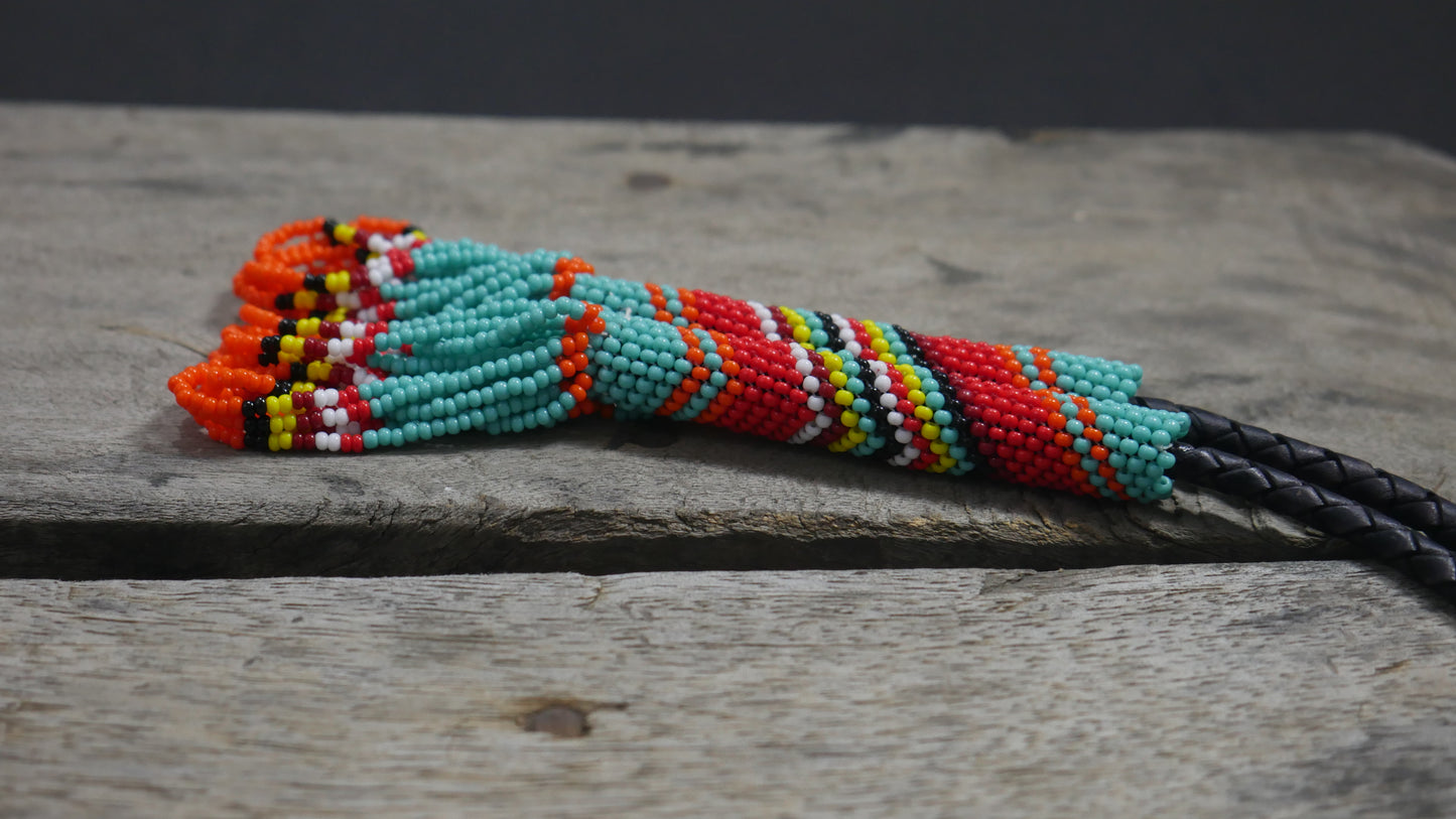 Beaded Bolo Tie with Geometric and Traditional Design - Men's Bolo Tie for Wedding, Formal Occasion