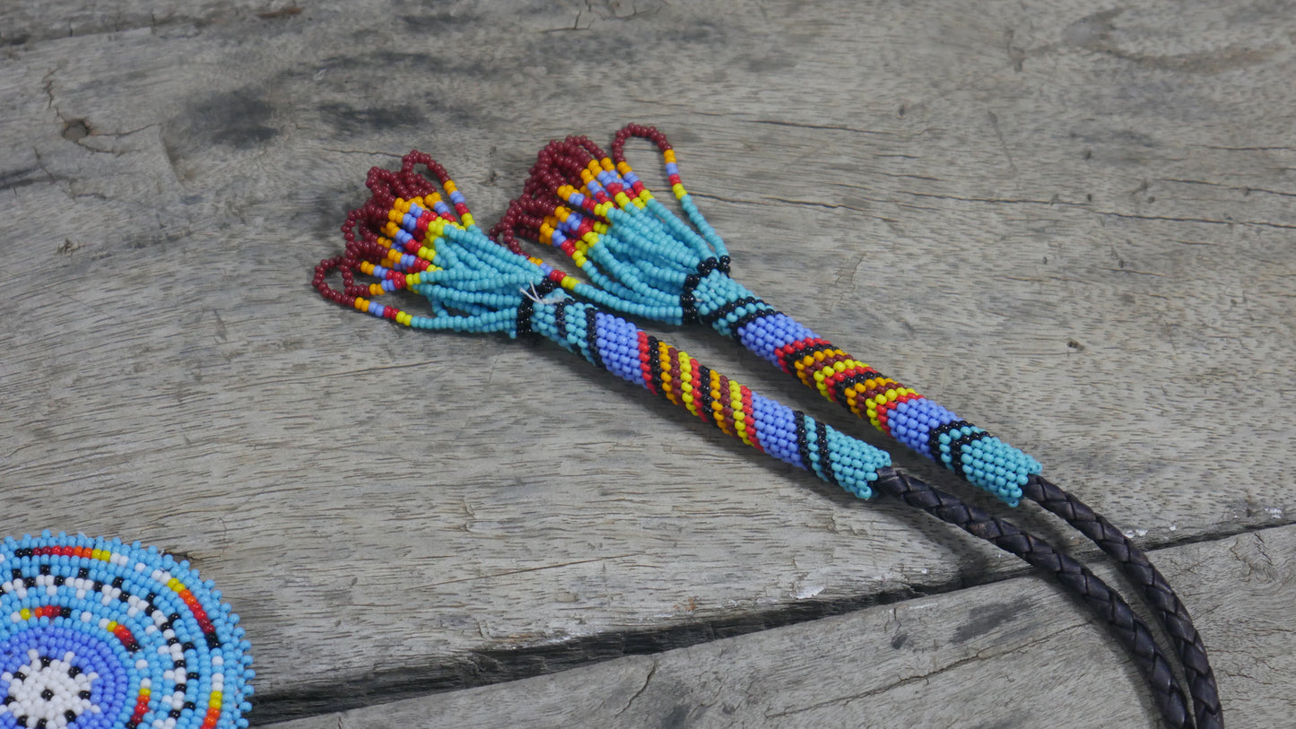 Beaded Bolo Tie with Geometric and Traditional Design - Men's Bolo Tie for Wedding, Formal Occasion