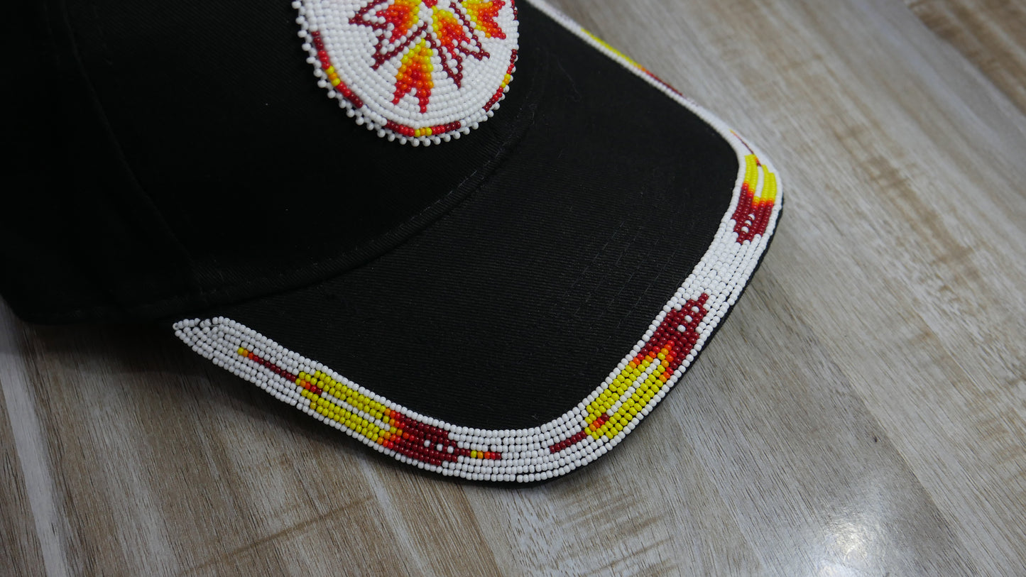 Native American Style Baseball Cap - Beaded Trucker Hat for Men