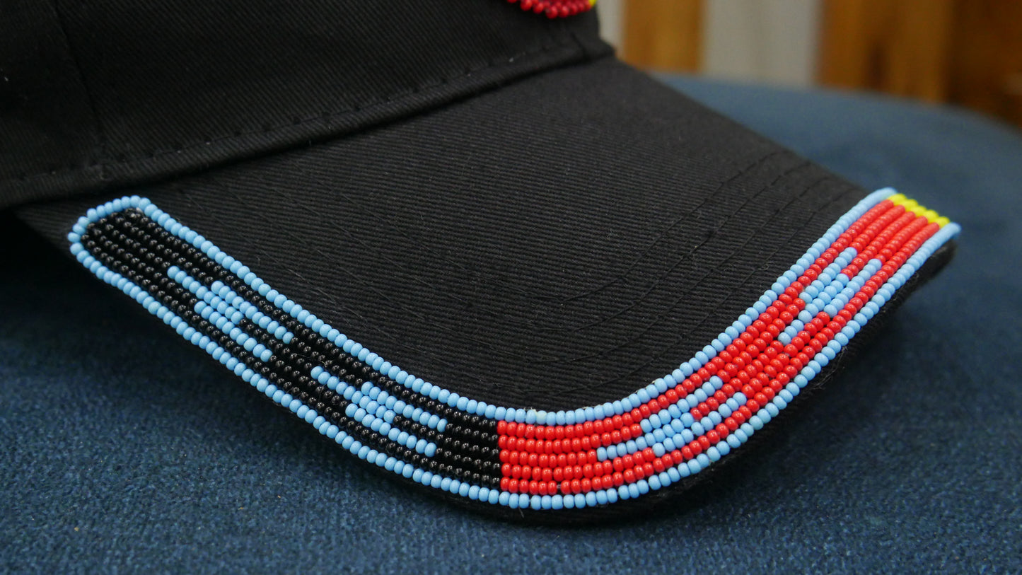 Native American Style Baseball Cap - Beaded Trucker Hat for Men