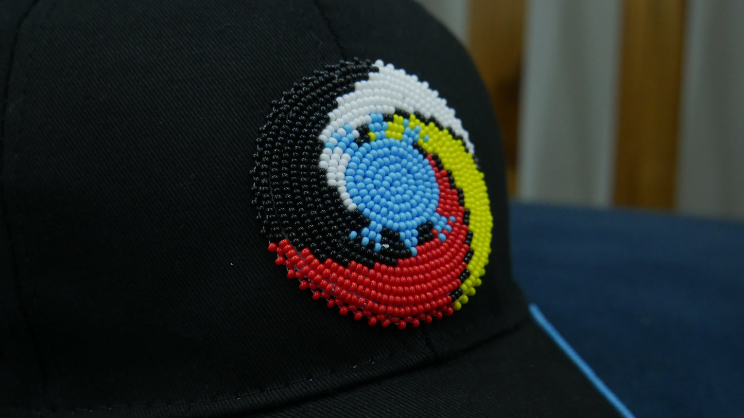 Native American Style Baseball Cap - Beaded Trucker Hat for Men