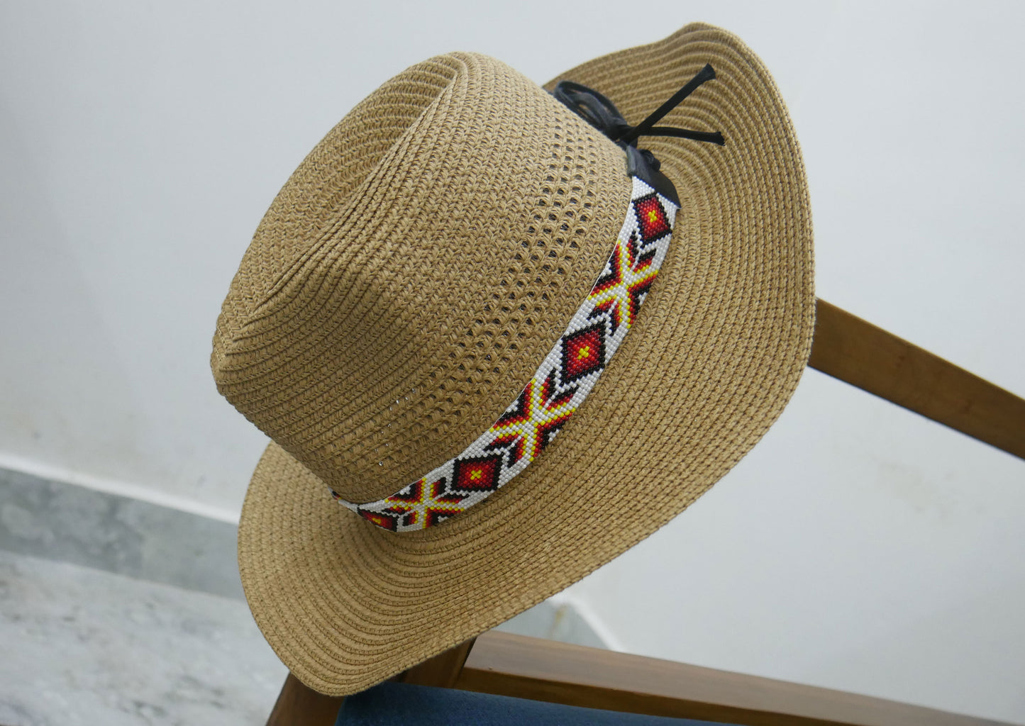 Beaded Hat Band Native American Southwestern Cowboy Rode Handmade Head/Hat Band