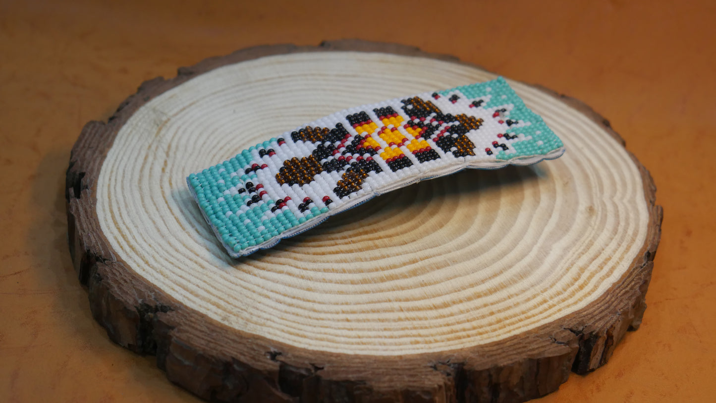 Turquoise Turtle Beaded Hair Clips Native American Handmade Beaded Hair Baw Beaded Barrette