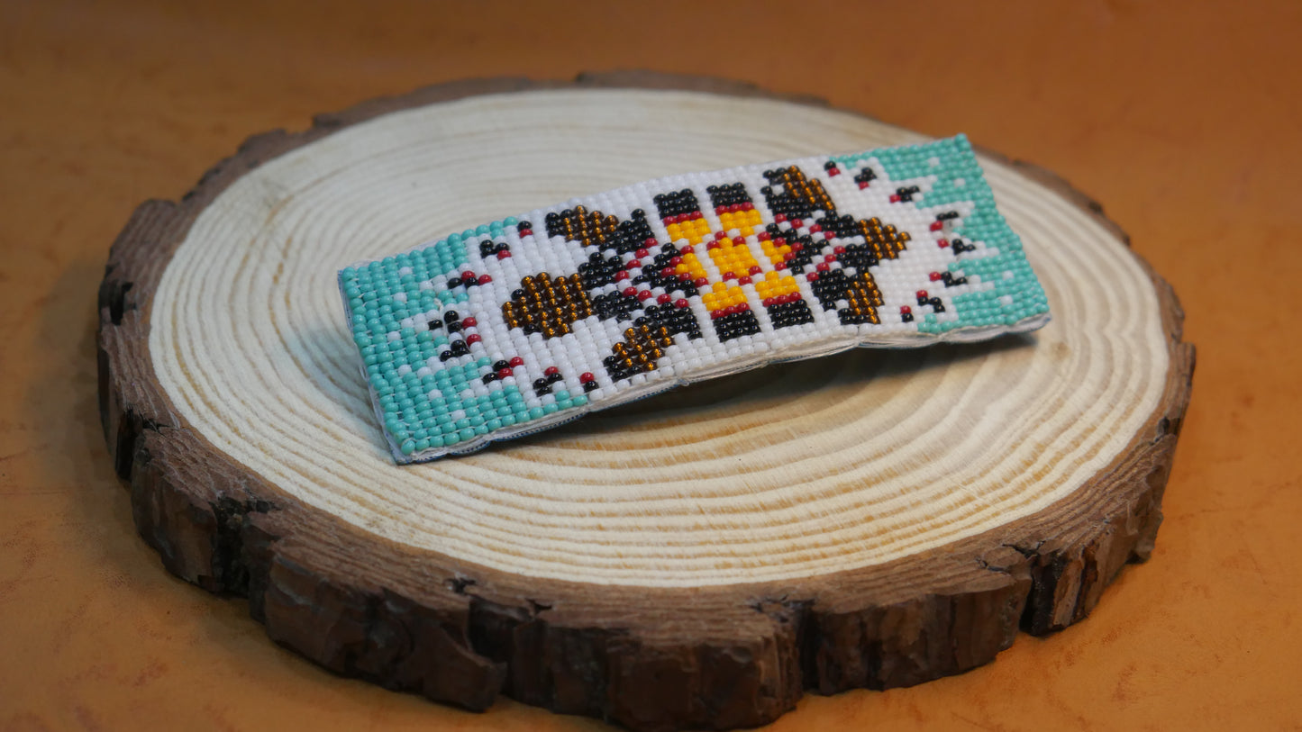 Turquoise Turtle Beaded Hair Clips Native American Handmade Beaded Hair Baw Beaded Barrette