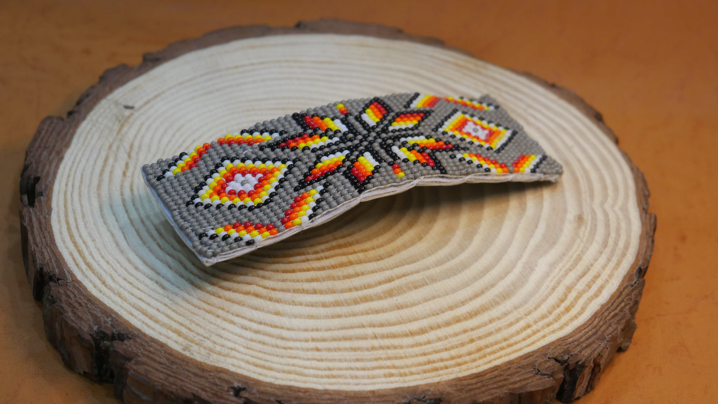 Grey Star Beaded Hair Clips Native American Handmade Beaded Hair Baw Beaded Barrette