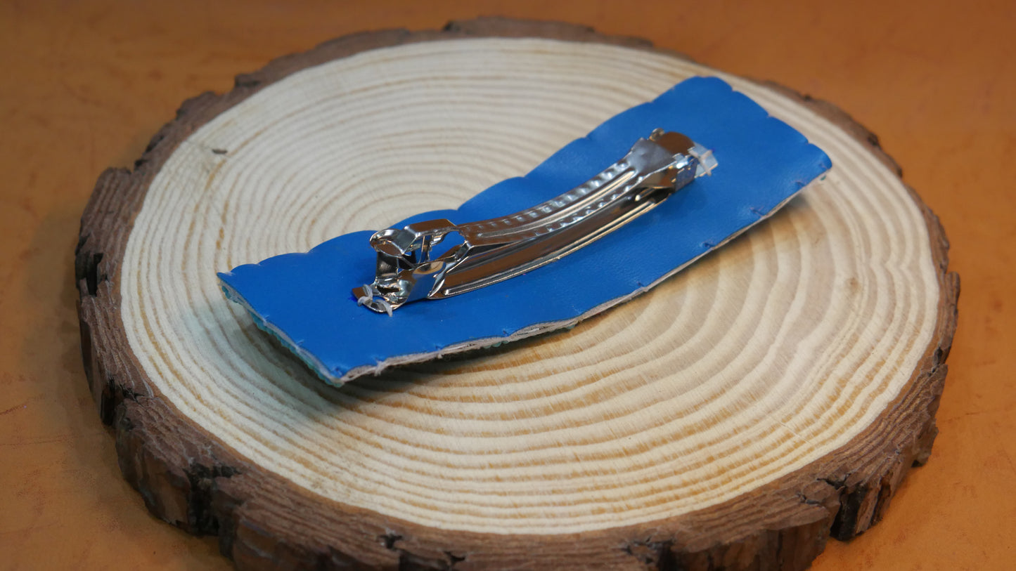 Sky-Blue Star Feather Beaded Hair Clips Native American Handmade Beaded Hair Baw Beaded Barrette