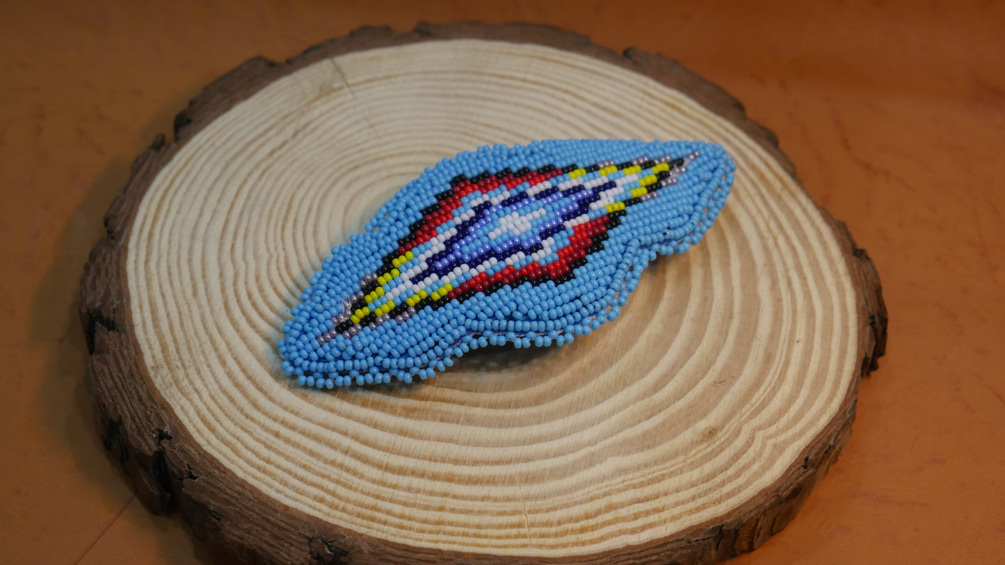 sky-Blue Beaded Hair Clips Native American Handmade Beaded Hair Baw Beaded Barrette