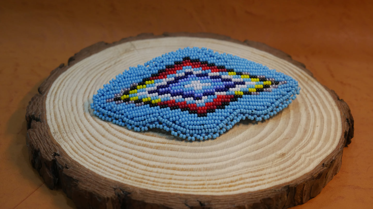 sky-Blue Beaded Hair Clips Native American Handmade Beaded Hair Baw Beaded Barrette