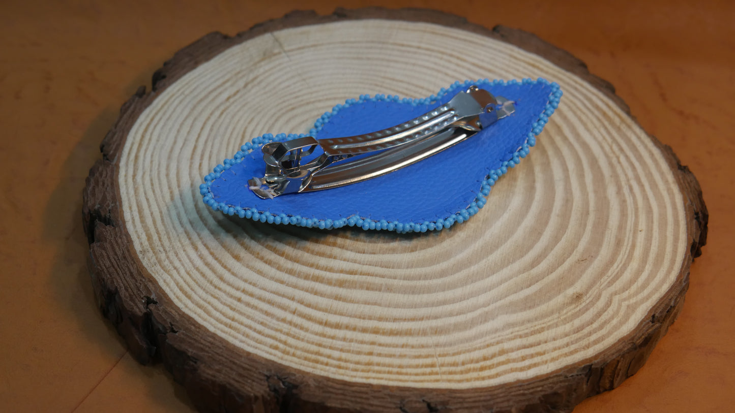 sky-Blue Beaded Hair Clips Native American Handmade Beaded Hair Baw Beaded Barrette