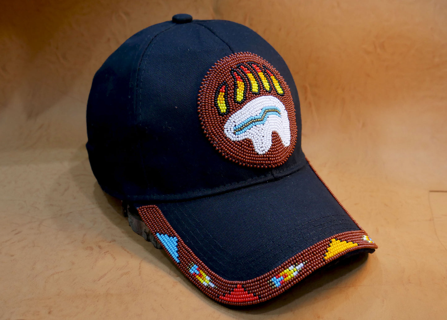 Native American Style Baseball Cap - Beaded Trucker Hat for Men