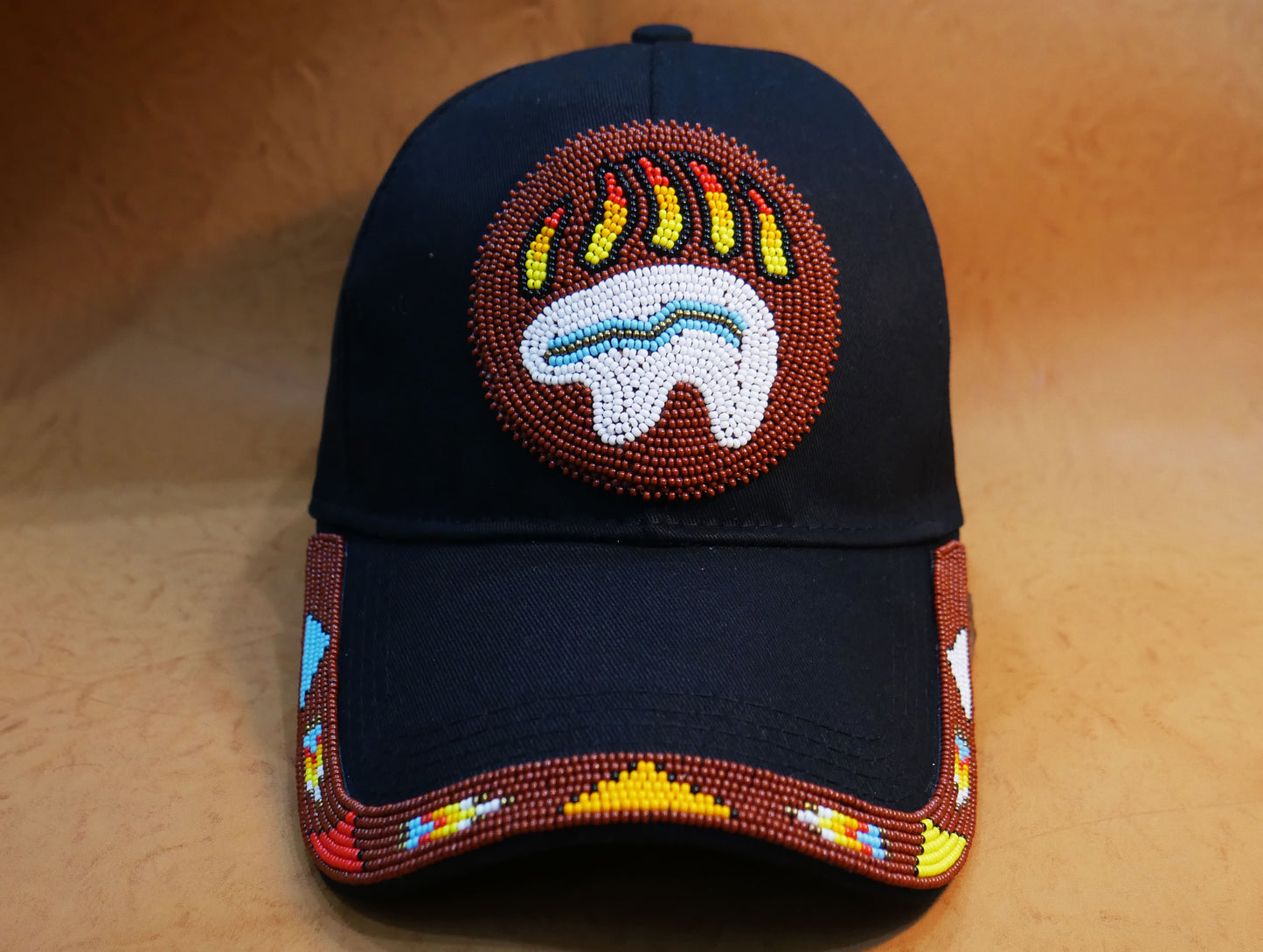 Native American Style Baseball Cap - Beaded Trucker Hat for Men