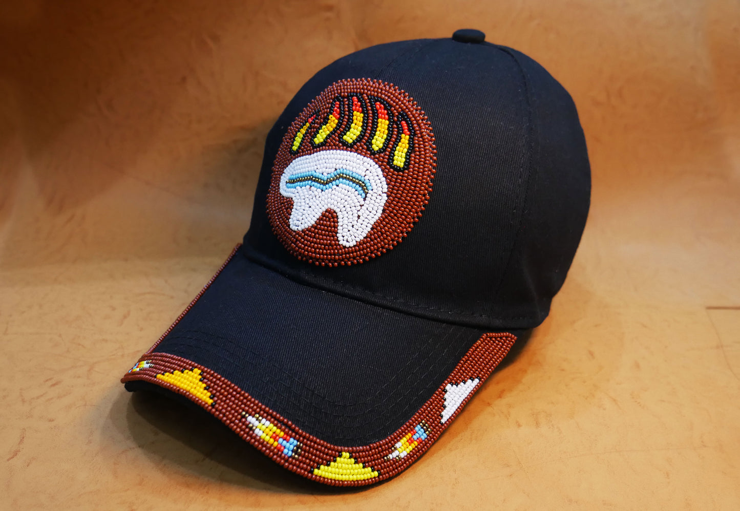 Native American Style Baseball Cap - Beaded Trucker Hat for Men