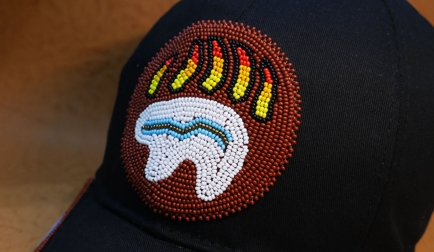 Native American Style Baseball Cap - Beaded Trucker Hat for Men