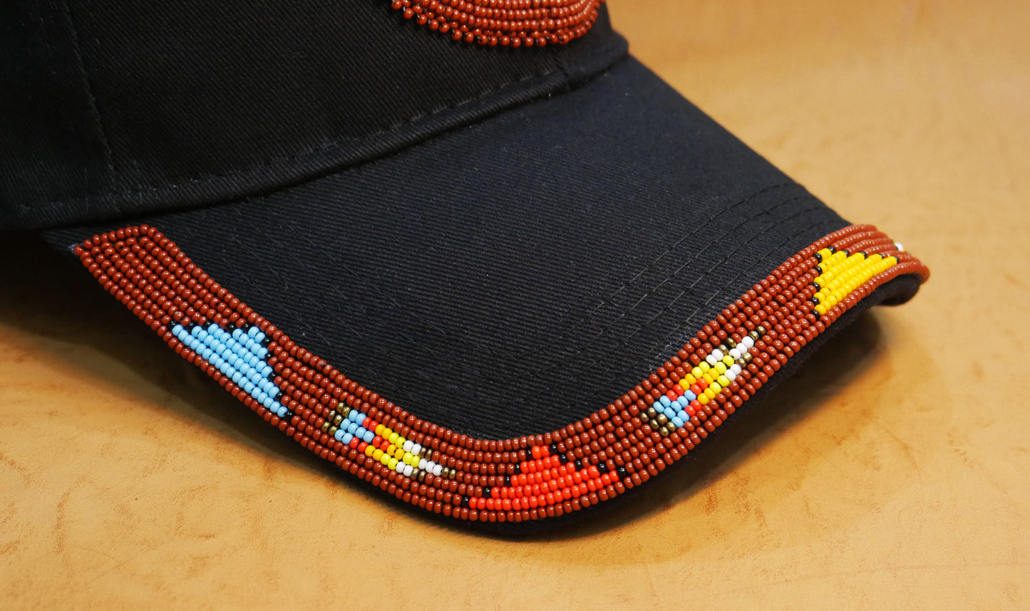 Native American Style Baseball Cap - Beaded Trucker Hat for Men