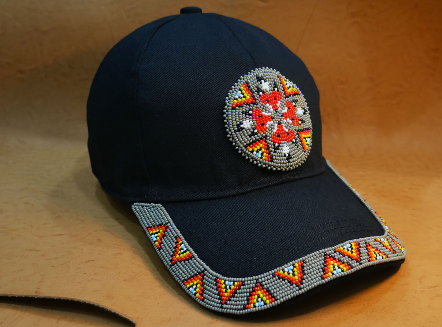 Native American Style Baseball Cap - Beaded Trucker Hat for Men