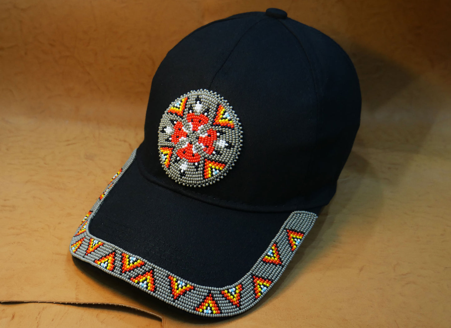 Native American Style Baseball Cap - Beaded Trucker Hat for Men