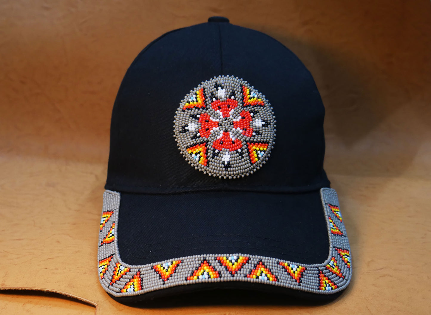 Native American Style Baseball Cap - Beaded Trucker Hat for Men