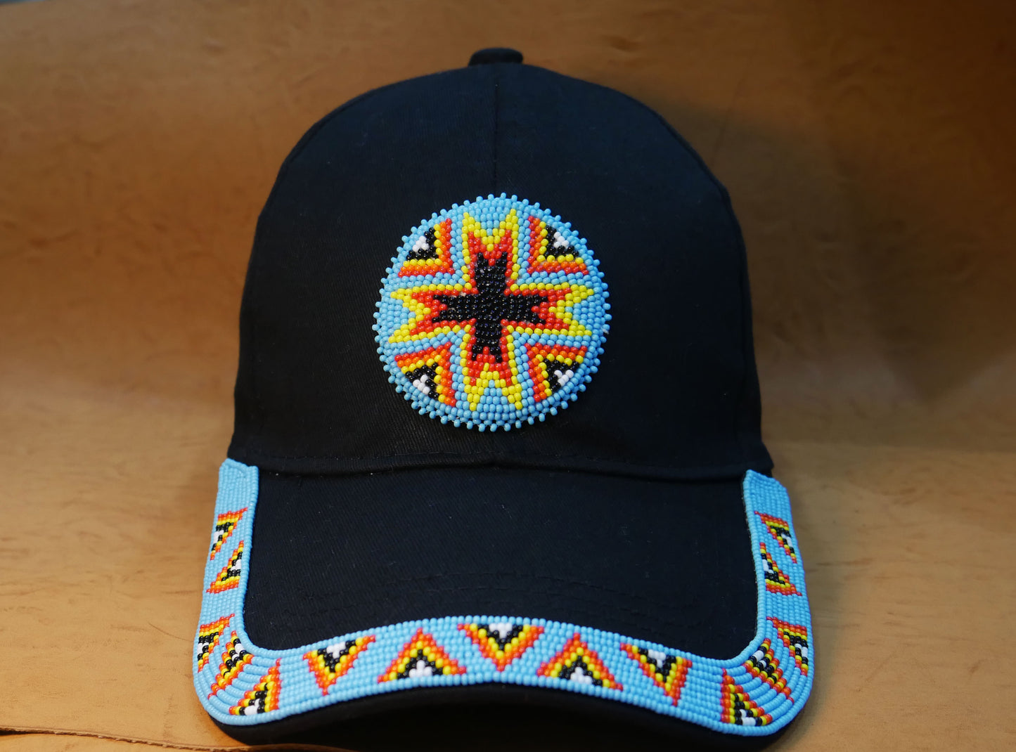 Native American Style Baseball Cap - Beaded Trucker Hat for Men