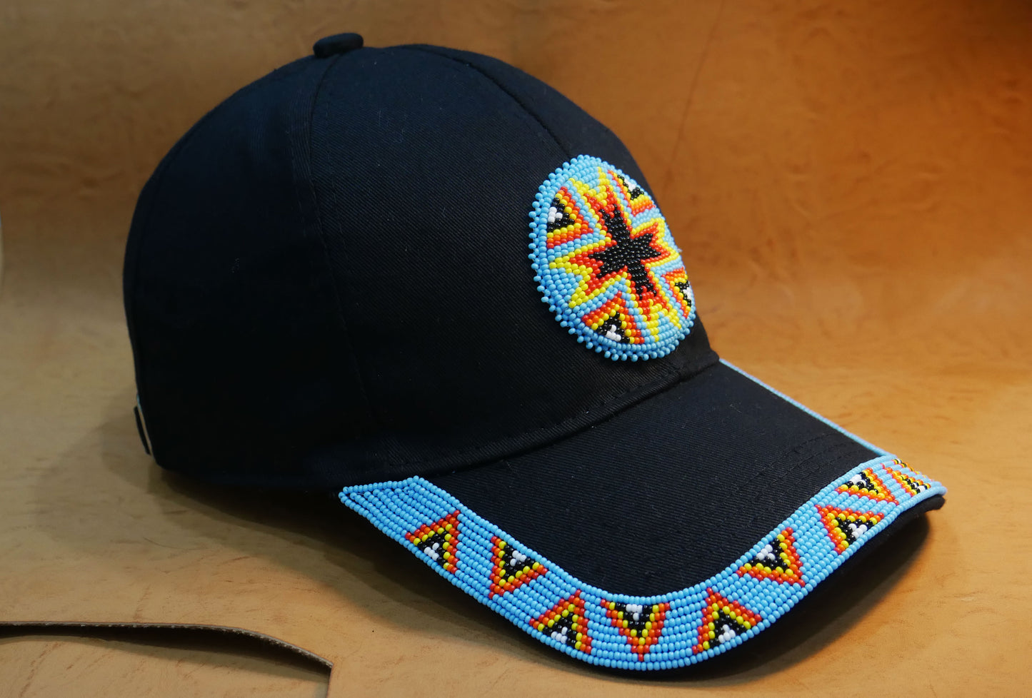 Native American Style Baseball Cap - Beaded Trucker Hat for Men