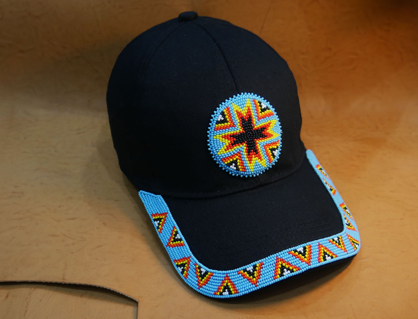 Native American Style Baseball Cap - Beaded Trucker Hat for Men