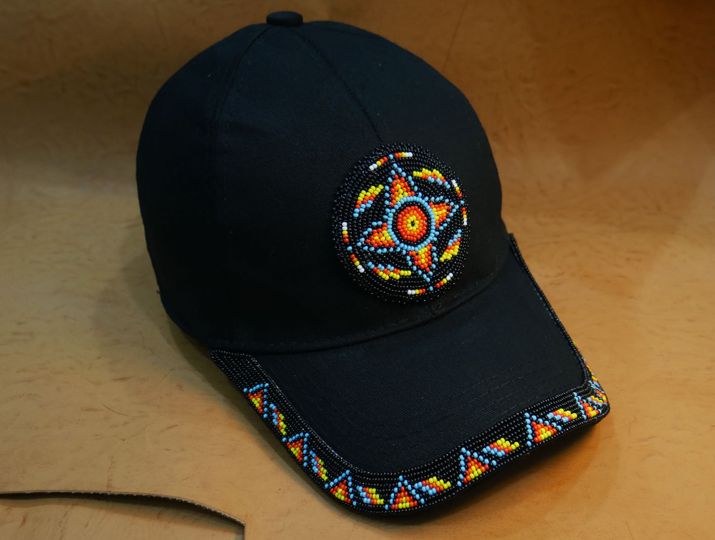 Native American Style Baseball Cap - Beaded Trucker Hat for Men