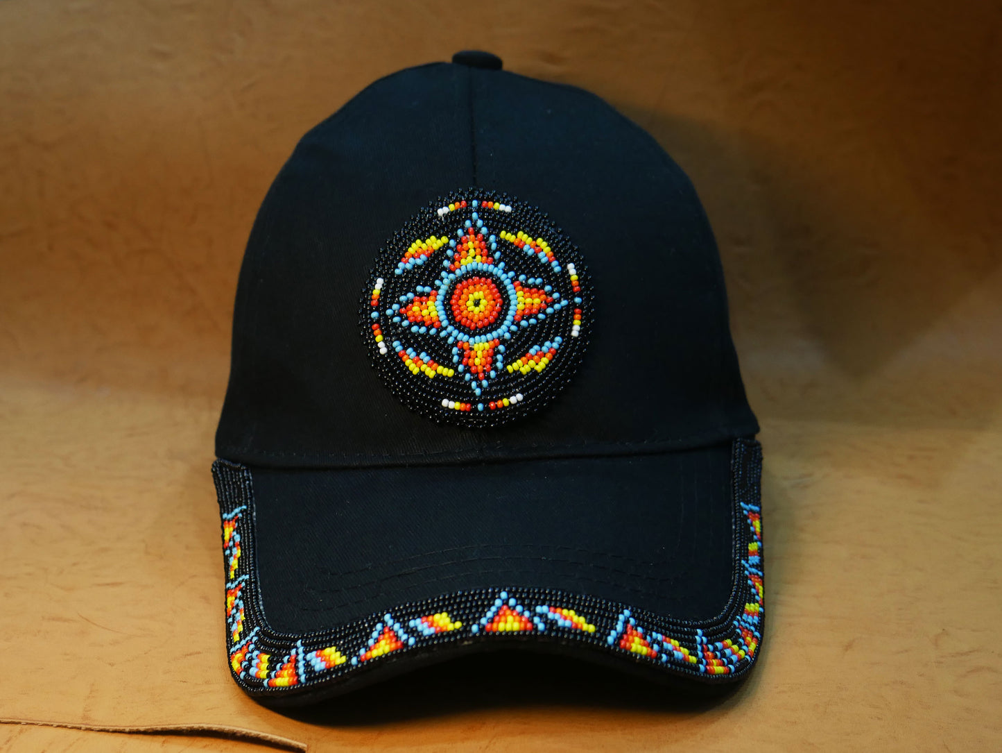 Native American Style Baseball Cap - Beaded Trucker Hat for Men