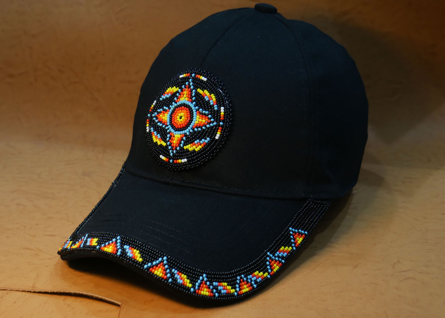 Native American Style Baseball Cap - Beaded Trucker Hat for Men