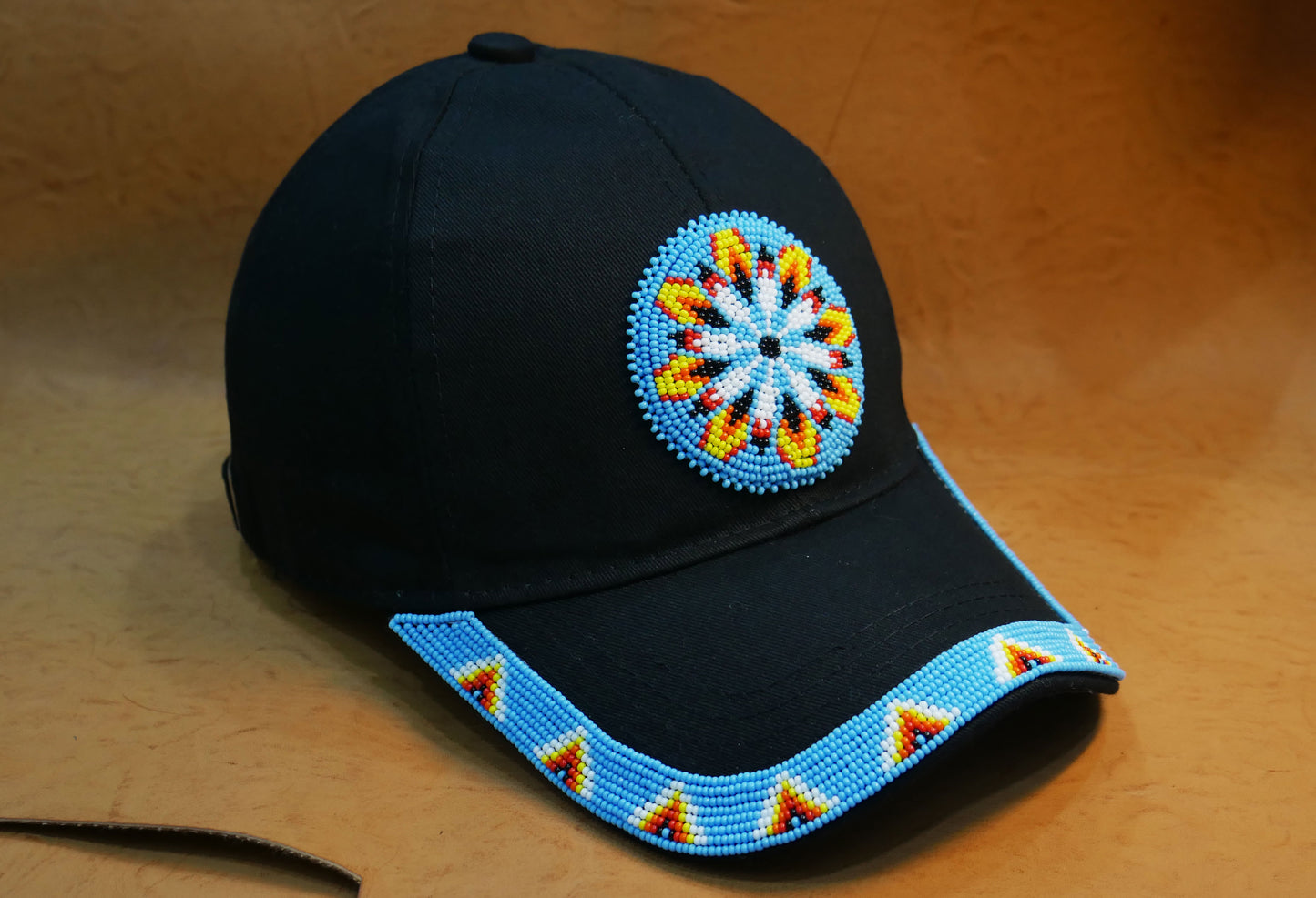 Native American Style Baseball Cap - Beaded Trucker Hat for Men