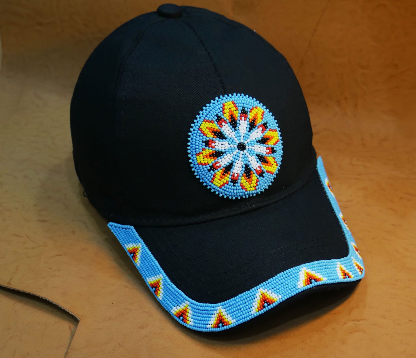 Native American Style Baseball Cap - Beaded Trucker Hat for Men