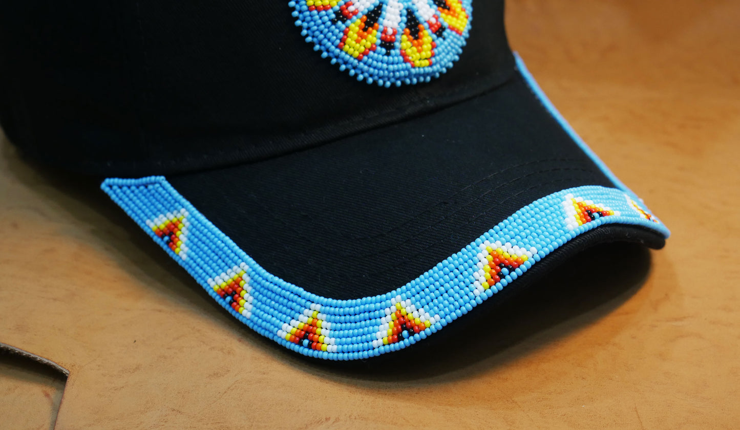 Native American Style Baseball Cap - Beaded Trucker Hat for Men