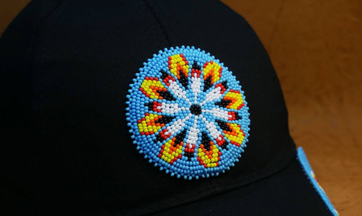 Native American Style Baseball Cap - Beaded Trucker Hat for Men