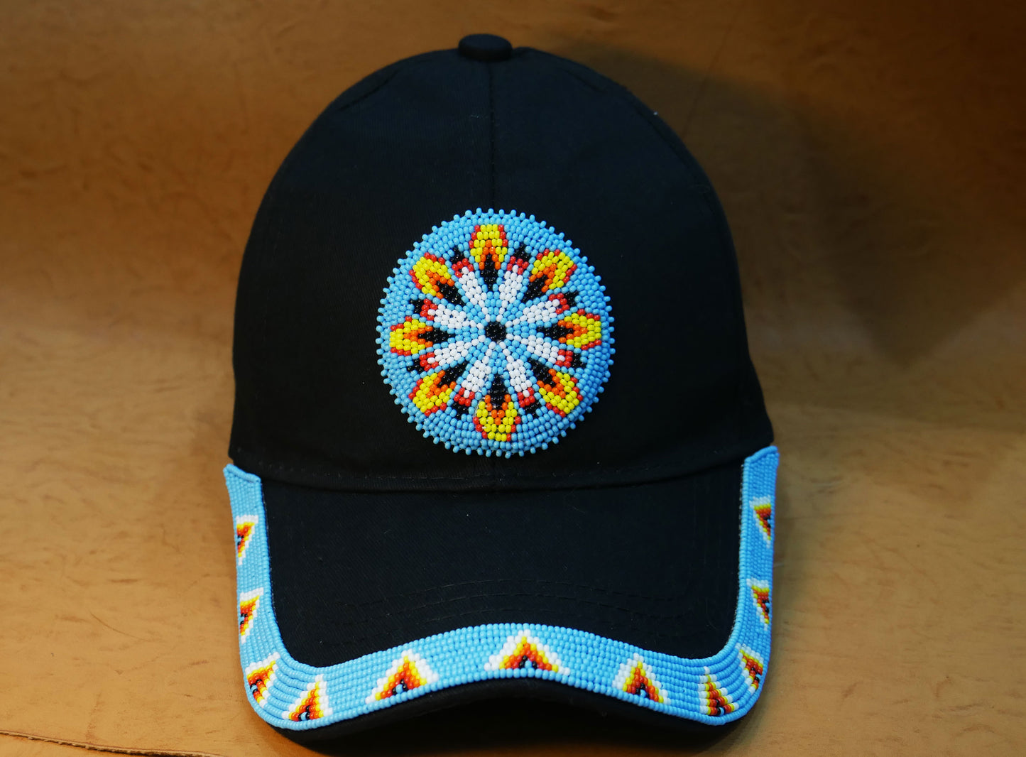 Native American Style Baseball Cap - Beaded Trucker Hat for Men