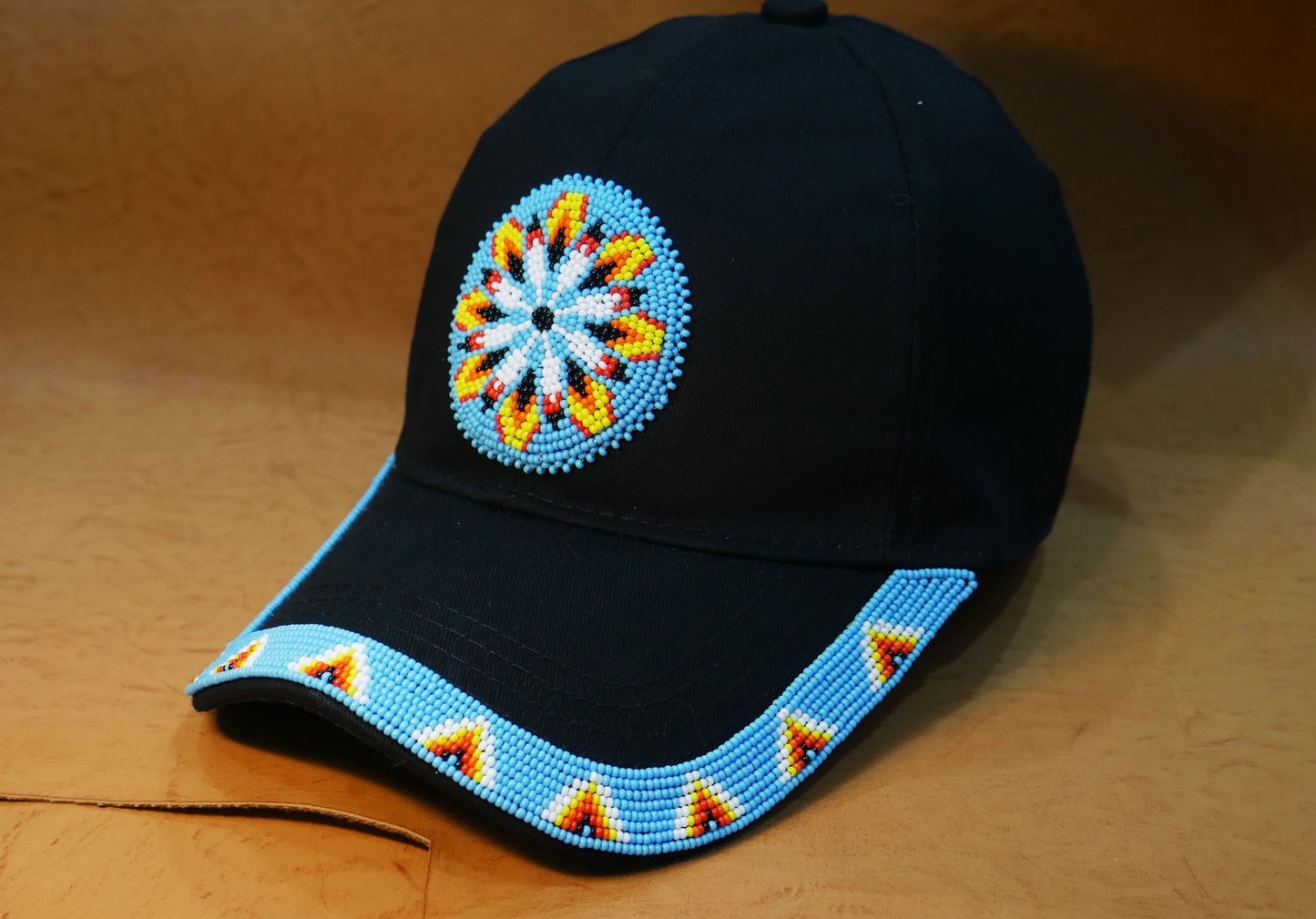 Native American Style Baseball Cap - Beaded Trucker Hat for Men