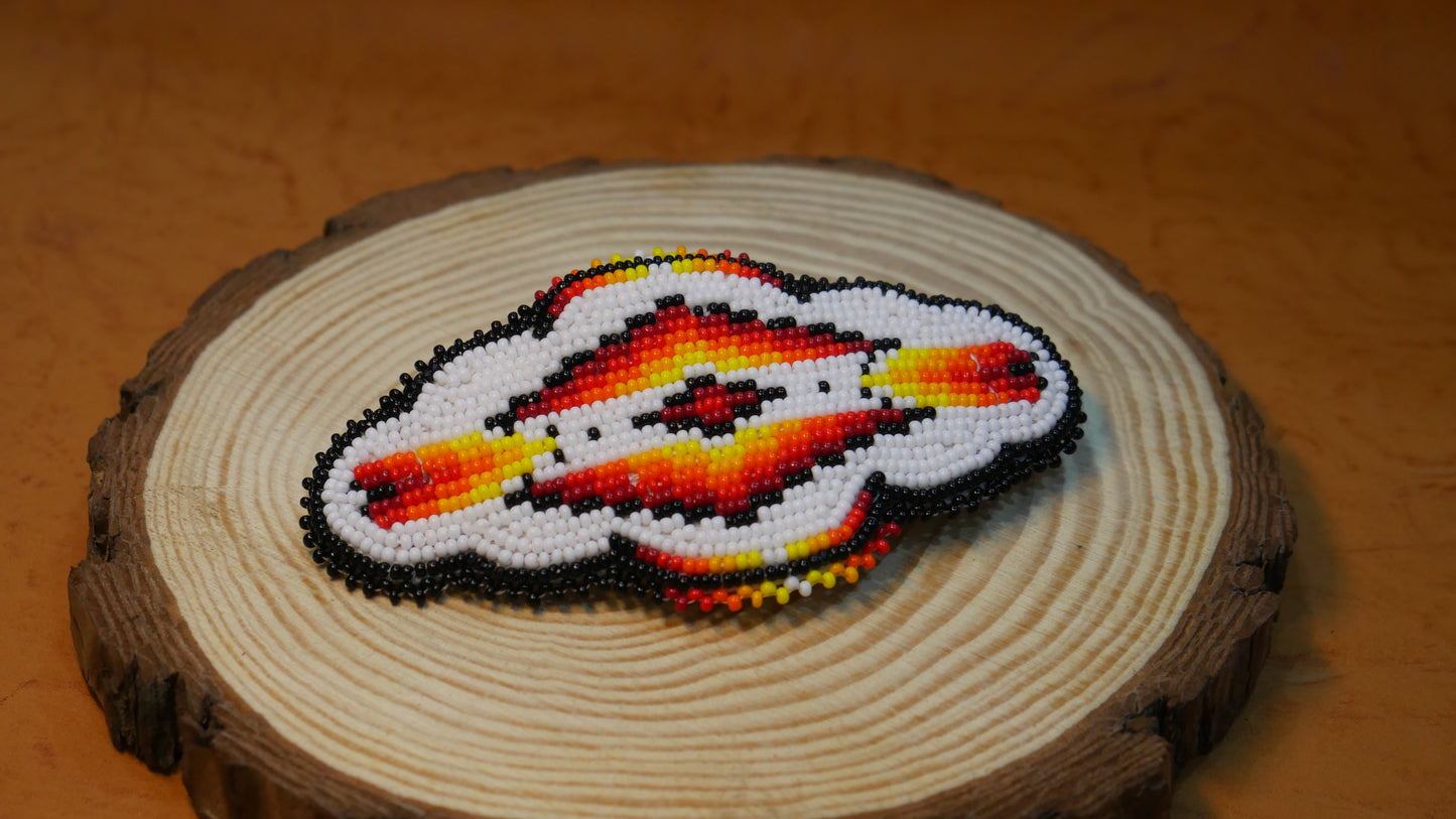 White Geometric Beaded Hair Clips Native American Handmade Beaded Hair Baw Beaded Barrette