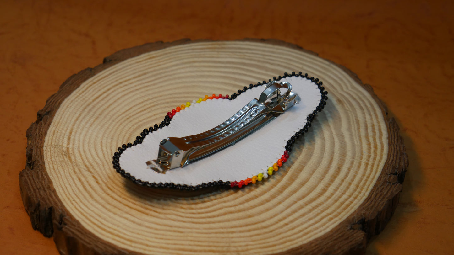 White Geometric Beaded Hair Clips Native American Handmade Beaded Hair Baw Beaded Barrette