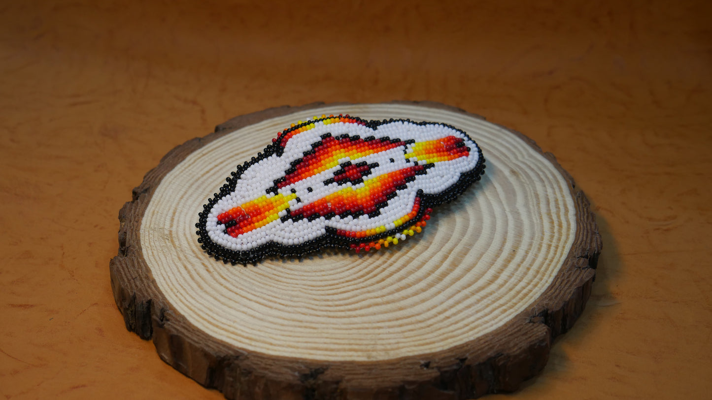 White Geometric Beaded Hair Clips Native American Handmade Beaded Hair Baw Beaded Barrette