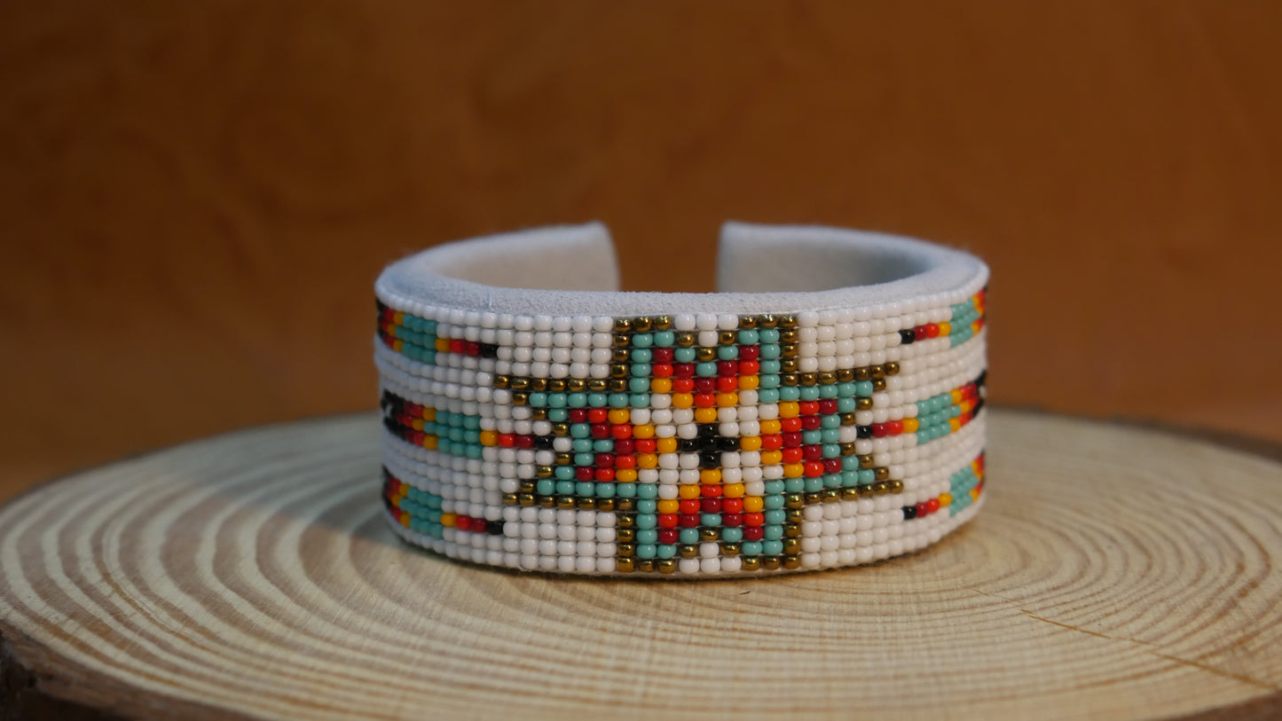 White Star Feather Bracelet native American seed beads Adjustable cuff bracelet (Handmade) (Copy)