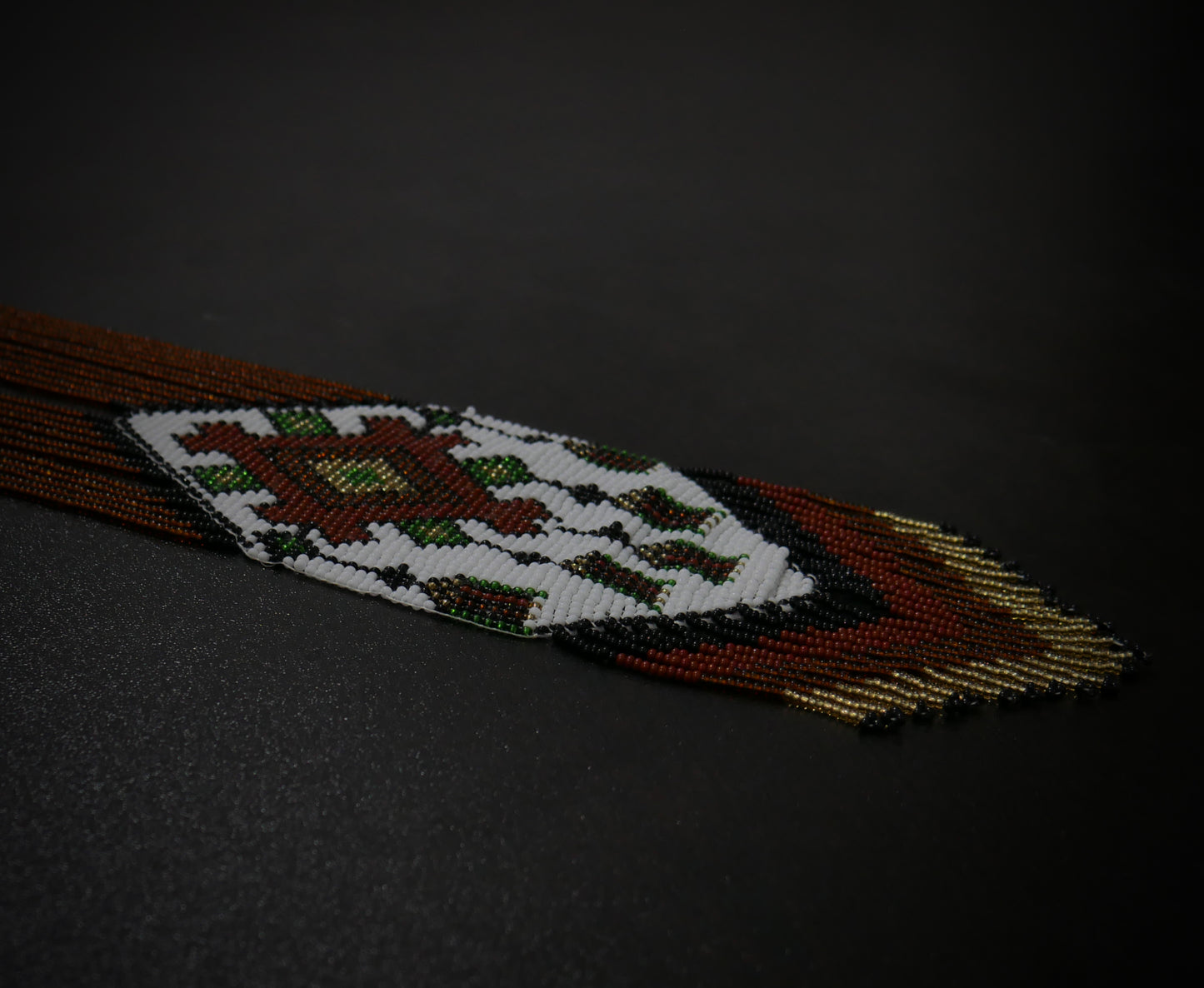 White & Brown Flower Native American Beaded Necklace ( Handmade )