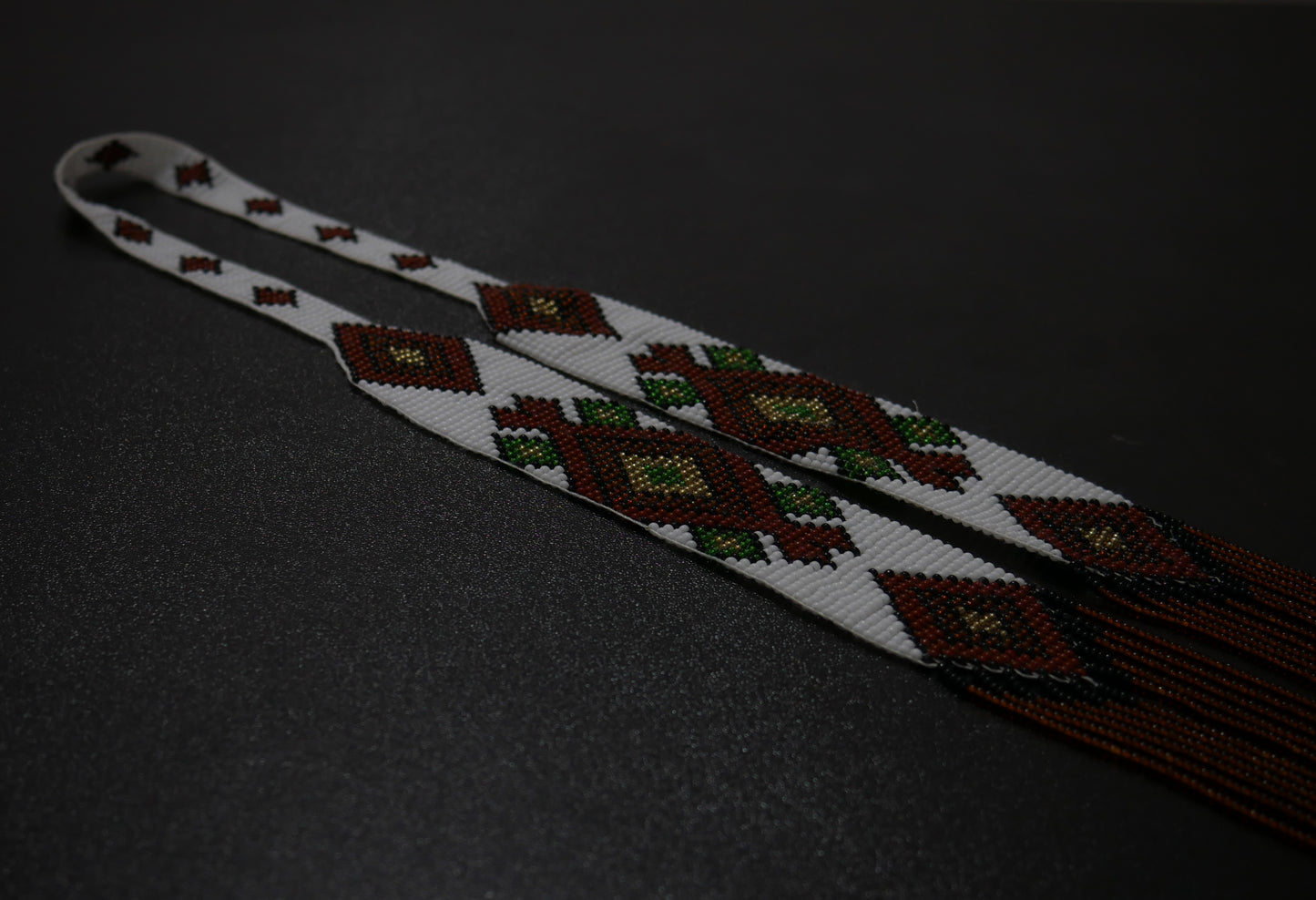 White & Brown Flower Native American Beaded Necklace ( Handmade )