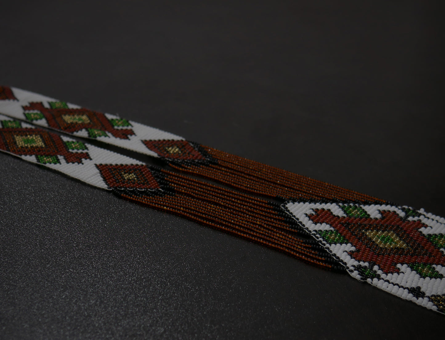 White & Brown Flower Native American Beaded Necklace ( Handmade )