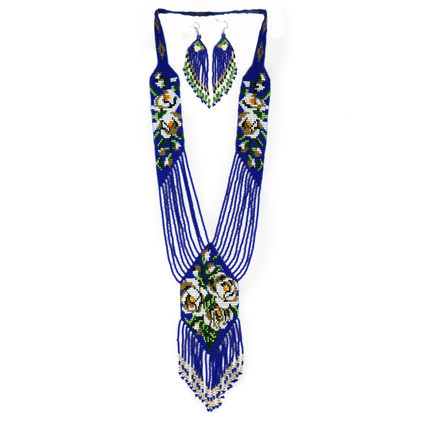 Blue Native American Beaded Necklace ( Handmade )