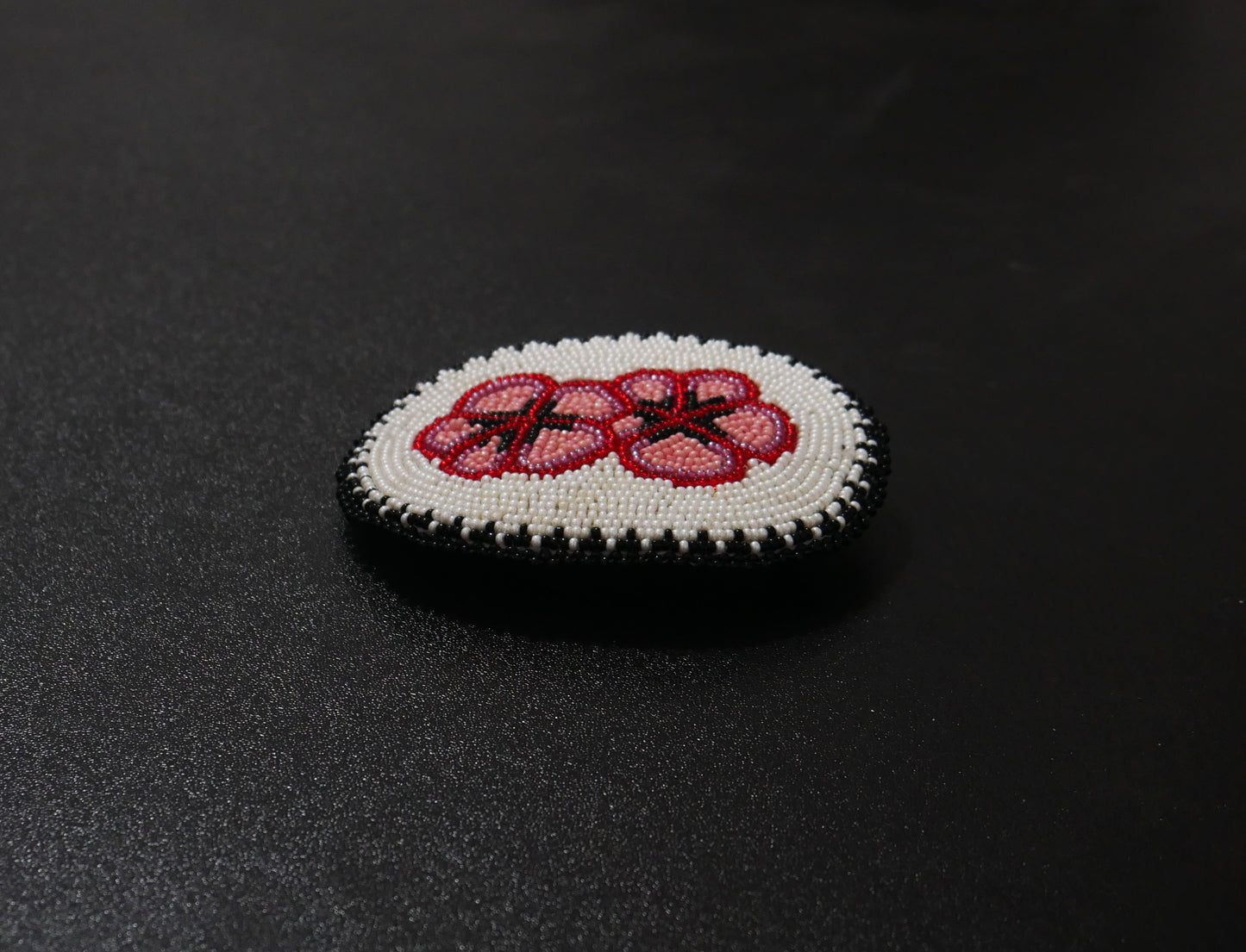 Cream Flower Beaded Hair Clips Native American Handmade Beaded Hair Baw Beaded Barrette
