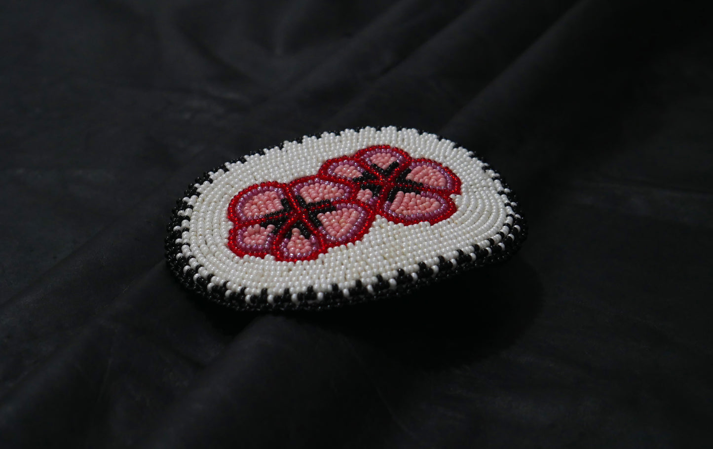 Cream Flower Beaded Hair Clips Native American Handmade Beaded Hair Baw Beaded Barrette