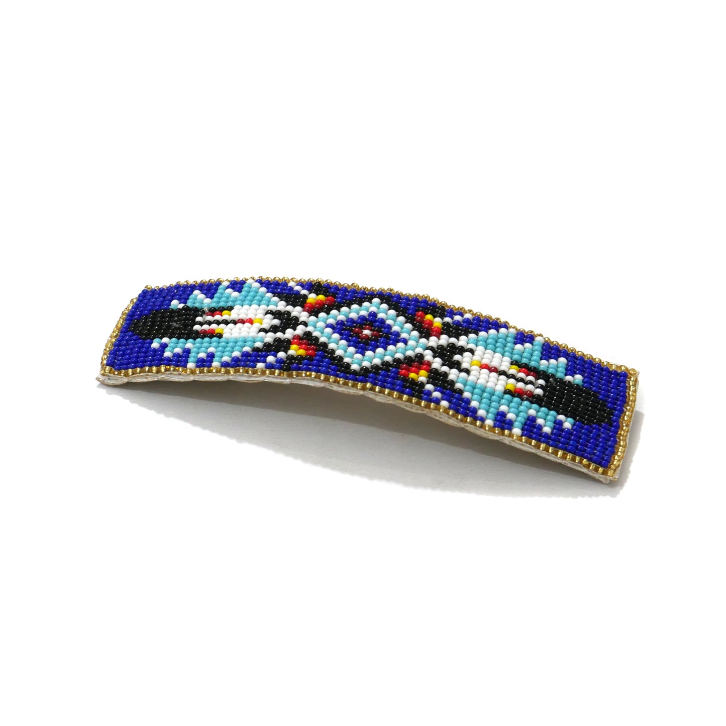 Blue Feather Beaded Hair Clips Native American Handmade Beaded Hair Baw Beaded Barrette