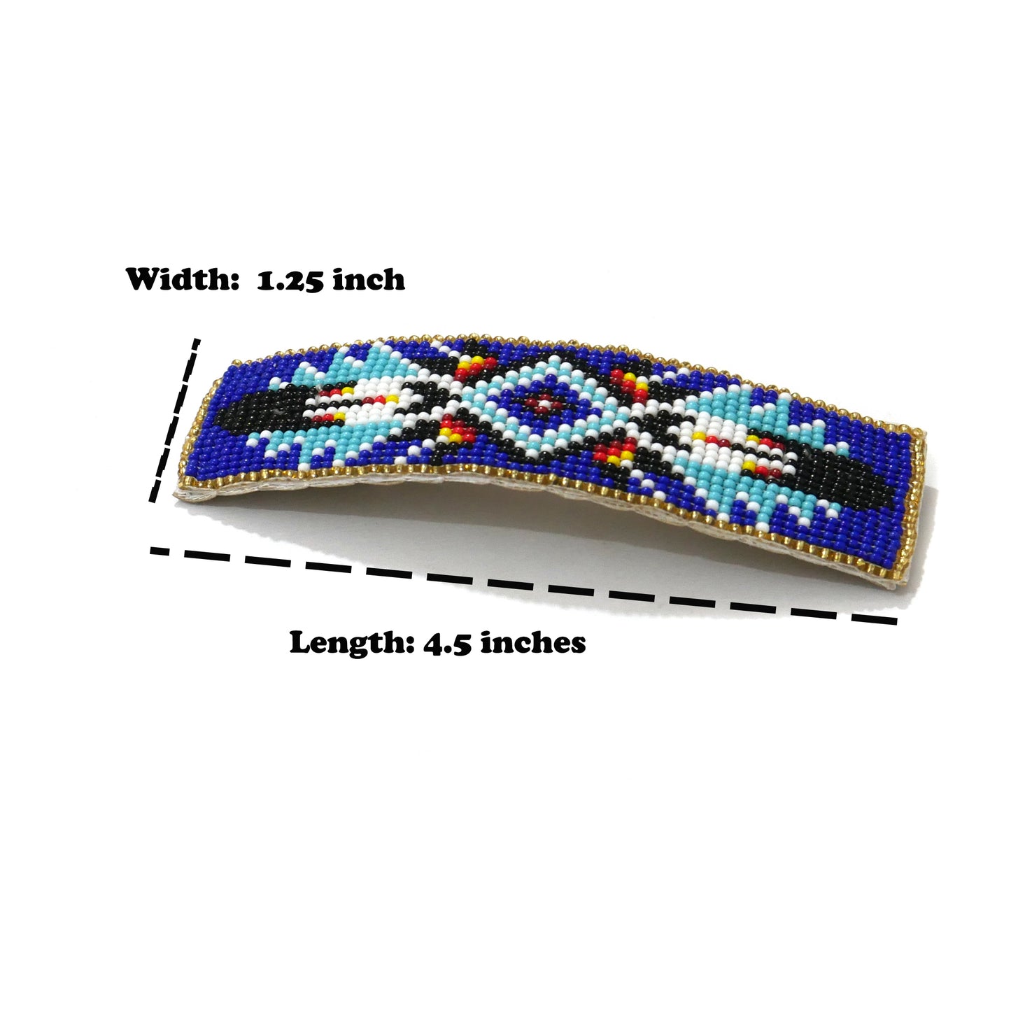 Blue Feather Beaded Hair Clips Native American Handmade Beaded Hair Baw Beaded Barrette