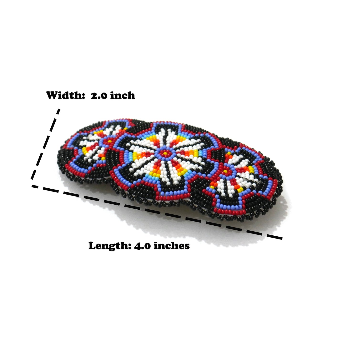 Black Beaded Hair Clips Native American Handmade Beaded Hair Baw Beaded Barrette